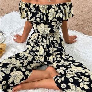 Floral off the shoulder jumpsuit